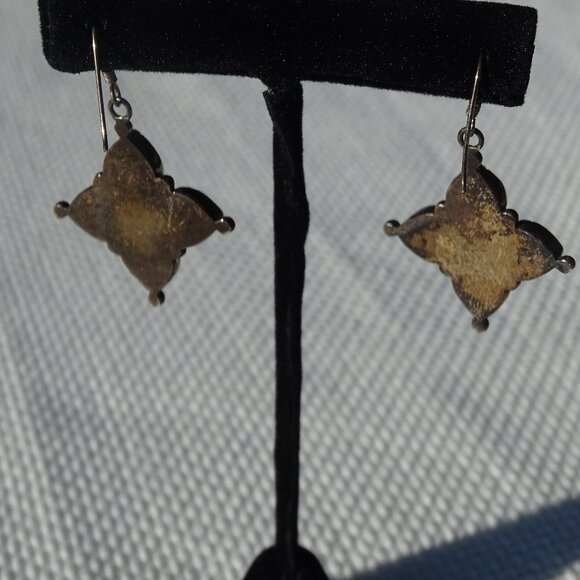 Sterling Silver Turquoise and Malachite Pierced Earrings - Picture 4 of 7